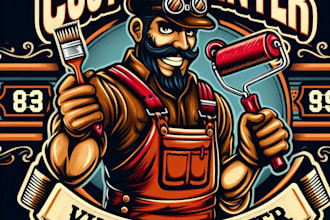 design a vintage painter logo and retro t shirt design