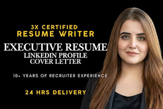 write executive resume, cover letter and linkedin for director, vp and CEO