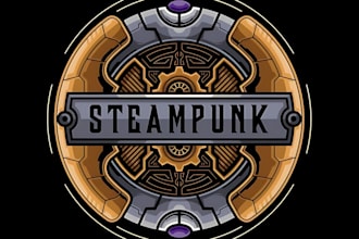 create a luxury steampunk logo with industrial retro feel