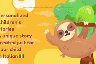 write personalized childrens stories in italian or english