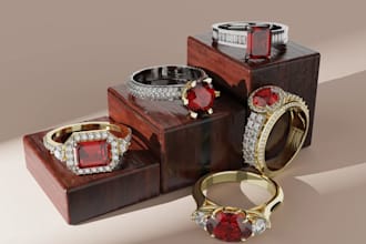design 3d jewelry cad with rendering from blender or matrix and deliver stl, obj