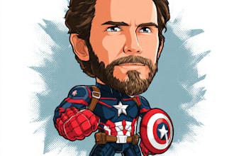 create a premium superhero caricature character