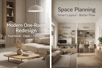 redesign one room with a modern and functional interior layout