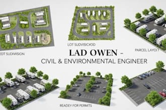 2d 3d rv park design, lot subdivision, parcel layout, parking lot layout