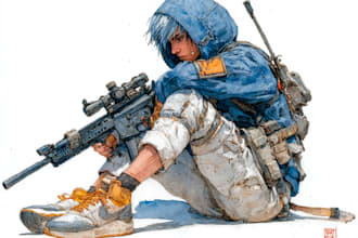 draw watercolor military character, anime, fan arts