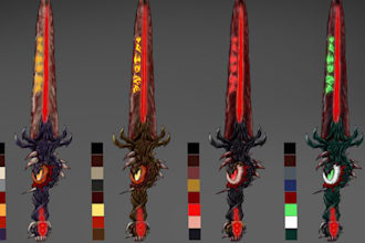 create detailed fantasy sword illustration weapon concept art game assets