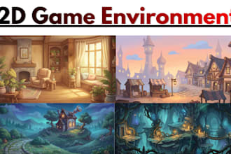 draw 2d game environment concept art platformer background fantasy cozy room art