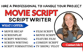 write movie script screenwriting tv feature film screenplay outline or pitch
