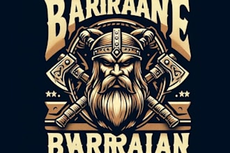 make vintage t shirt axe barbarian warrior logo