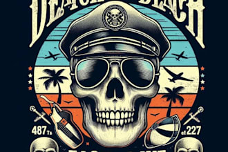 design high quality t shirt skull beach logo