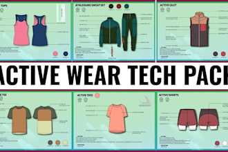 design clothing tech pack active wear fashion tech pack