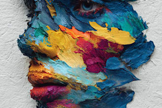 paint expressive colorful abstract portraits