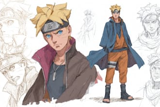 draw you or your oc in naruto boruto style drawing