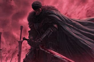 draw custom dark berserk style art in high quality
