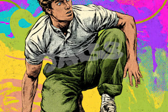 design classic superhero comic in vintage texture