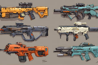 design creative concept art of weapons and items
