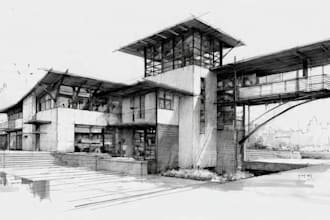 draw a sketch of a house portrait or building illustration
