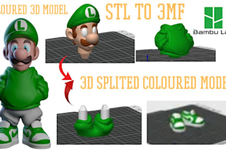 convert stl to multicolor file color 3d model split slice 3mf for 3d print 3dtoy