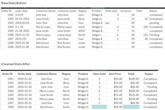 clean, organize, and format your spreadsheet