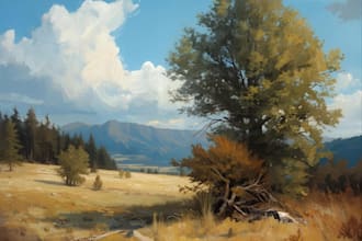 paint landscape in real oil painting on canvas