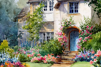 paint digital watercolour house illustration