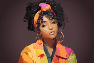 turn you into realistic vector art portrait