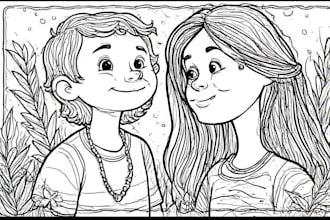 draw adult and children coloring book pages