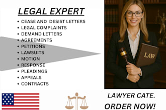 draft legal motions, complaints, contracts, agreements and legal correspondence