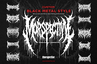 custom black metal font style logo for band and clothing