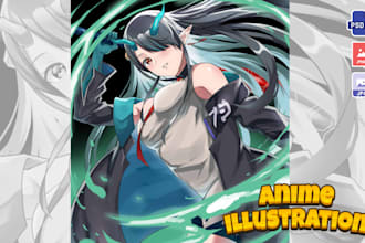 create custom anime illustration for oc vtuber and pfp