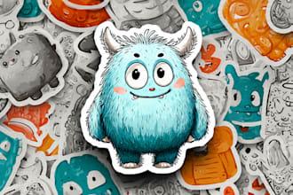 draw cute cartoon character, mascot, stickers