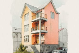 do an watercolor house portrait