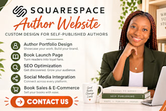 custom squarespace website design for self published authors, portfolio website