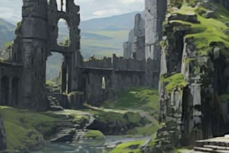 create fantasy landscape concept art