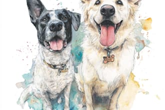 design professional digital watercolor and oil portrait art of your pet animal
