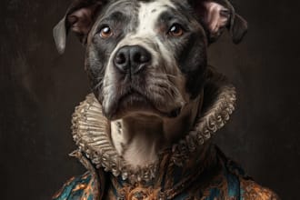 amazing royal pet portrait in custom caricature