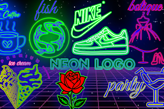 design neon logo ,neon sign and neon light effect design