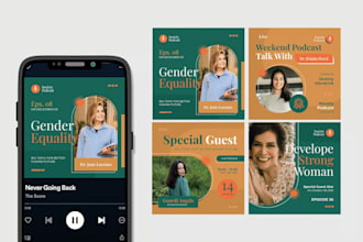 design modern podcast cover art and social media templates