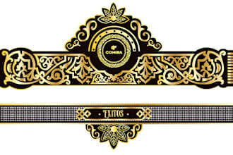 design luxury cigar band, vintage cigar label logo for premium packaging