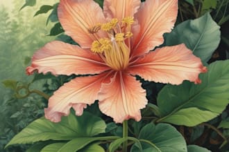 create botanical illustration of flower logo illustration