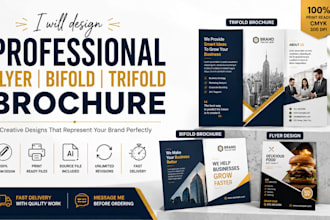 design professional flyer, trifold, bifold brochure