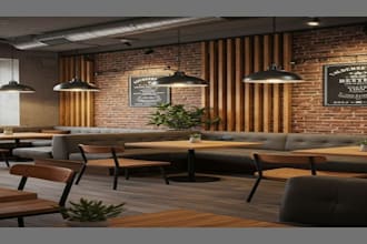 do professional design and render restaurant and cafe in 3ds max
