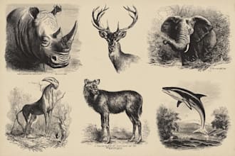 illustrations of animals scientific or wildlife