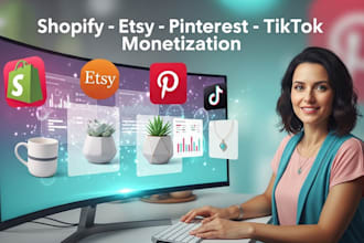 shopify pinterest marketing tik tok monetization  upload product to etsy shopify