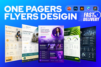 design modern one pager, corporate one pager, or marketing flyer