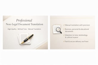 provide high end, professional translation for non legal documents