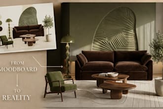 design a luxury organic modern interior moodboard