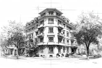 maker architecture, interior drawing sketch concept illustrations