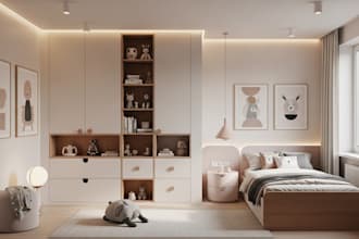 design and render realistic 3d kids room, nursery room, playroom visualization
