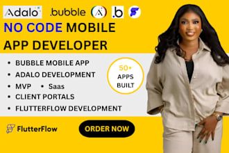 develop no code app bubble io adalo glide flutterflow bubble mvp ai api web app